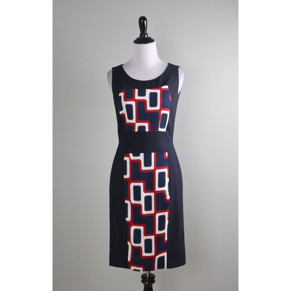 PIAZZA SEMPIONE Italy $765 Mod Geo Print Panel Virgin Wool Dress Size IT 40